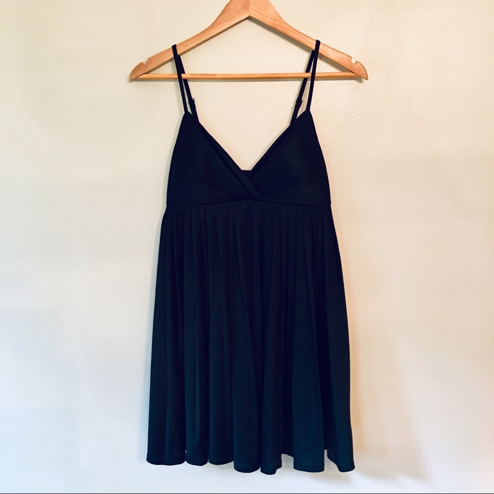 Pleated Shift Plunge Spaghetti LBD